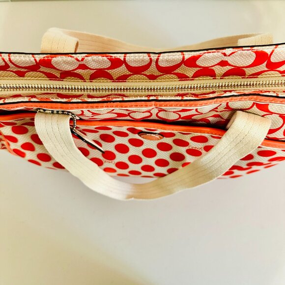 EUC COACH WATER RESISTANT SIGNATURE LOGO POLKA DOTS BABY DIAPER TOTE W DUST BAG - Picture 5 of 16